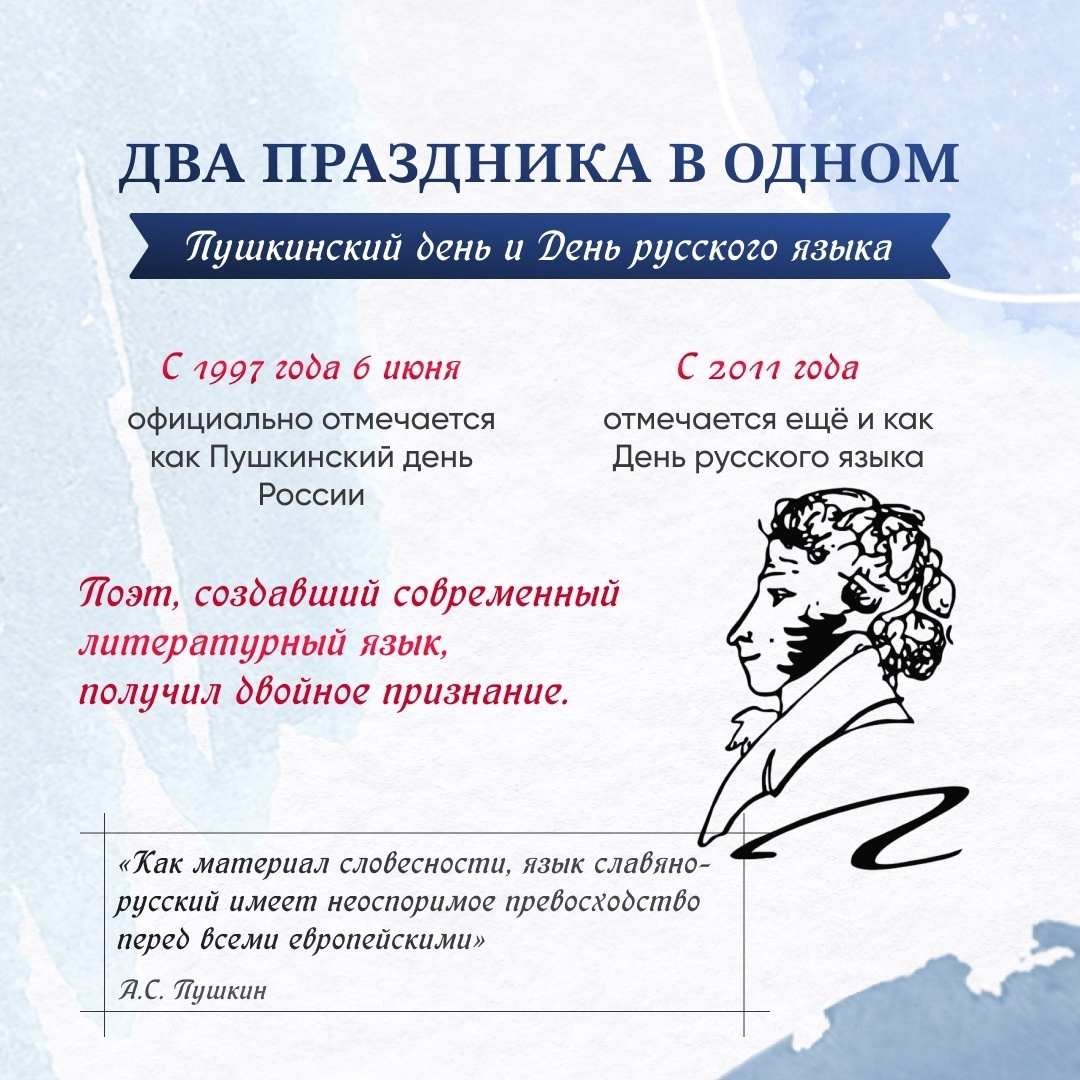 6 июня – День рождения великого русского поэта Пушкина Александра Сергеевича.